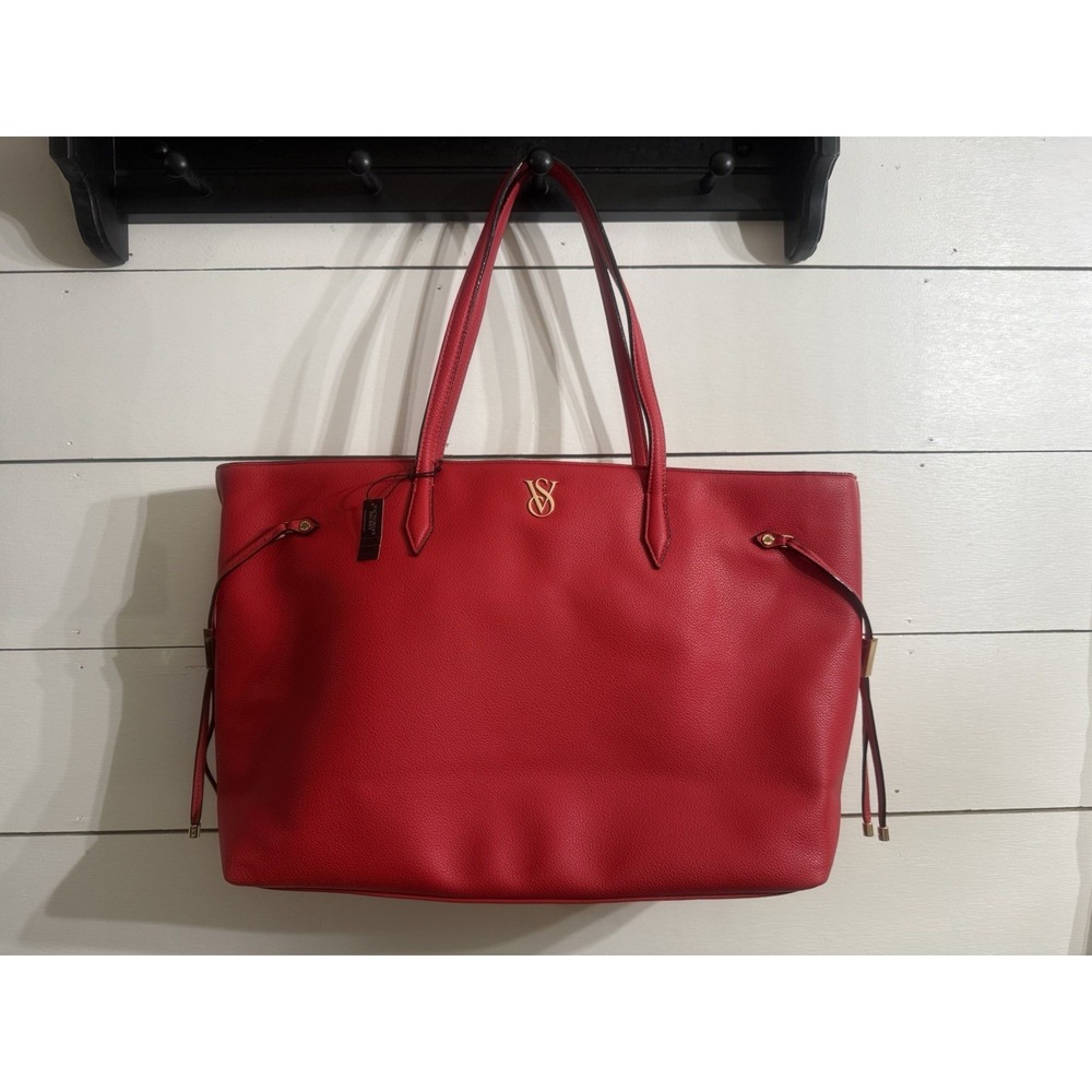 Victoria's Secret THE VICTORIA CARRY- ALL Large Tote Bag Red Shoulder Bag NEW